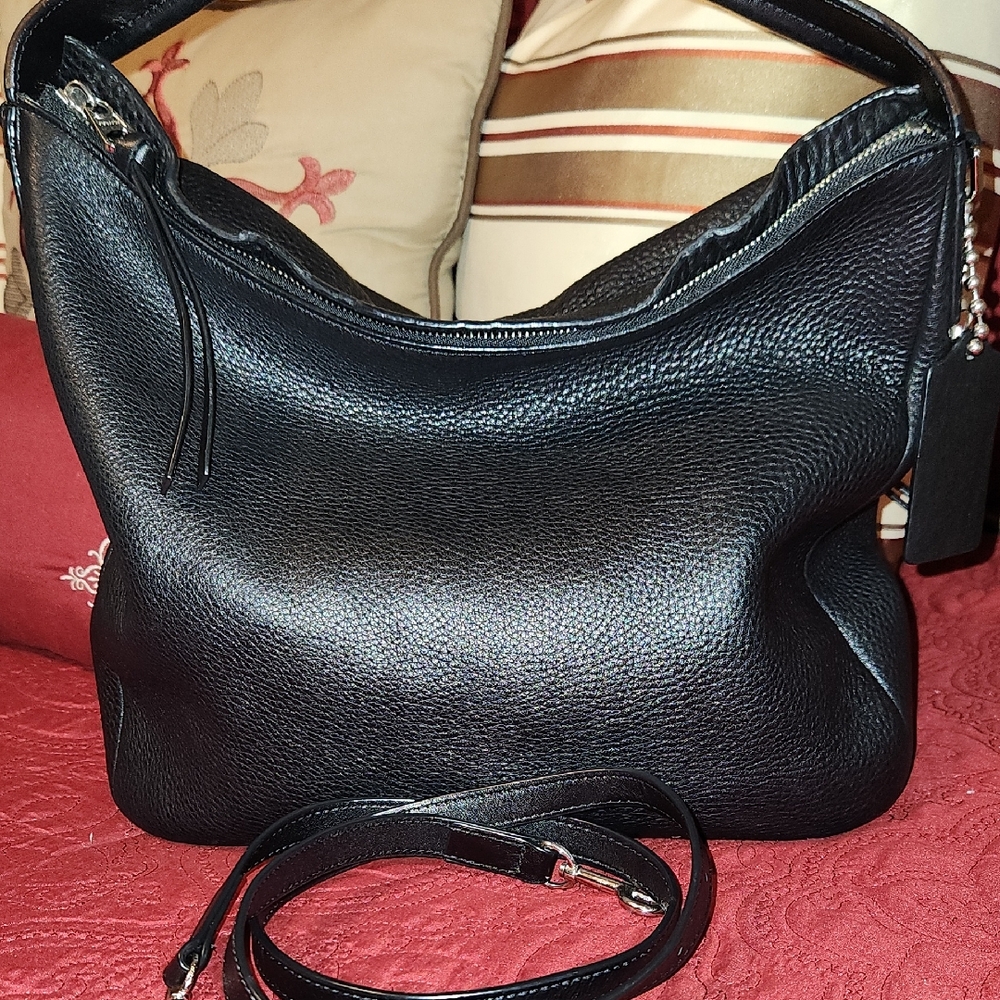 Coach Black Leather Hobo Bag